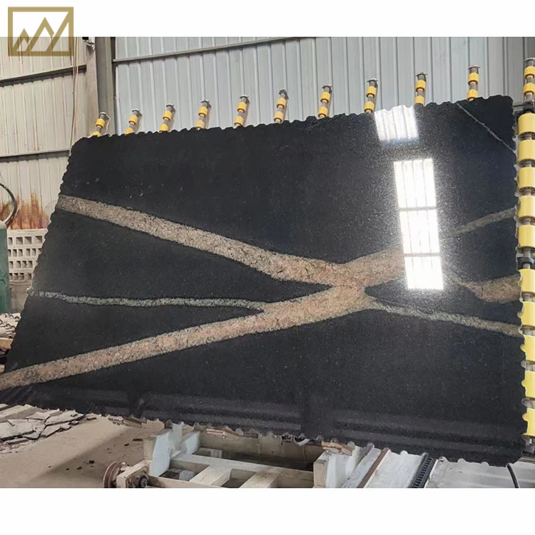 KINGS-WING Thunderbolt Granite Slab Natural Stone Raw Block Price Black Wall Marble Granite Slab For Interior And Exterior Wall