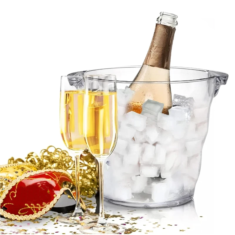 Большое круглое пластиковое ведро для льда с ручкой высокое количество Небьющийся поликарбонатный пива шампанского напитков