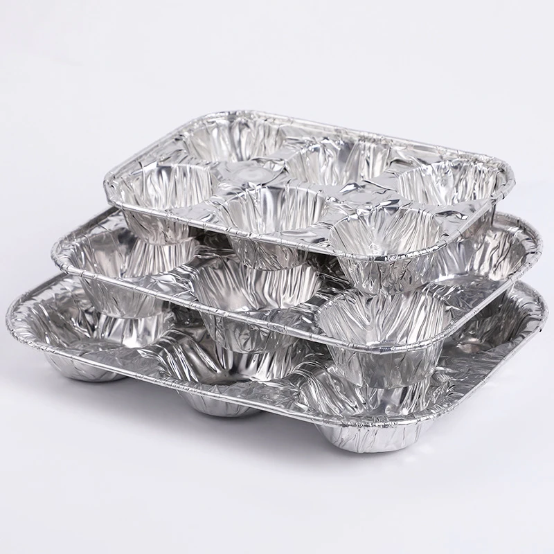 Disposable And Stackable 6-cup Aluminum Foil Muffin Cupcake Pans