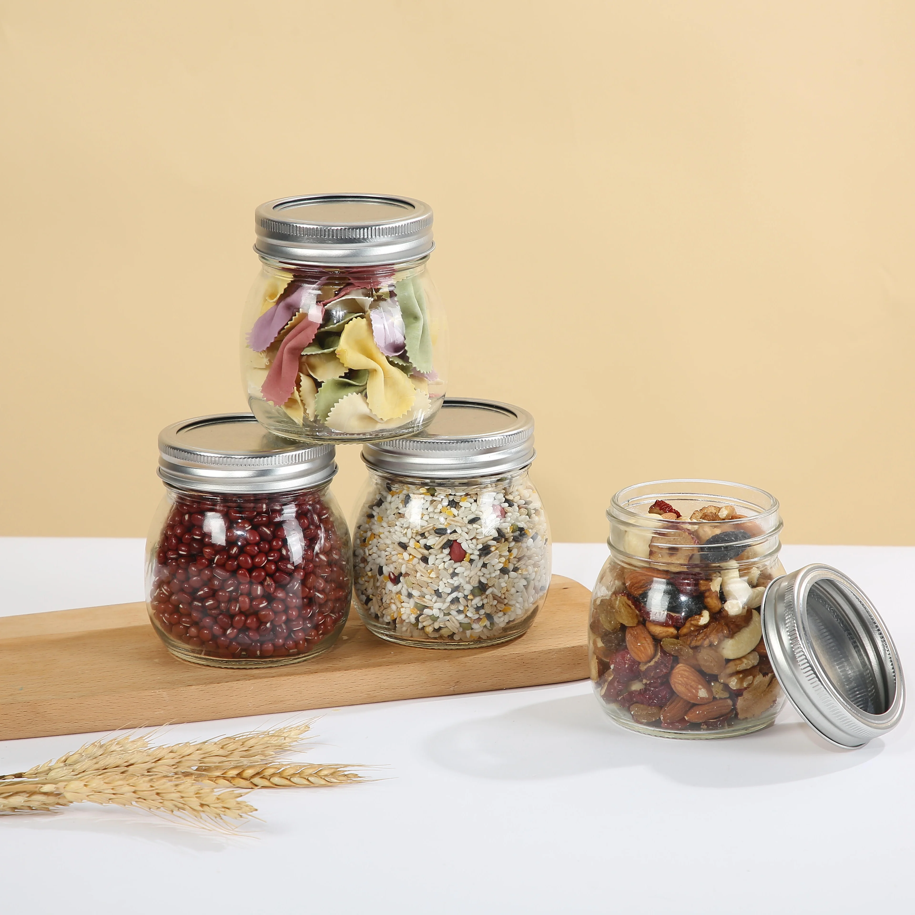  Custom 4oz Wide Mouth Glass Mason Jars With Metal