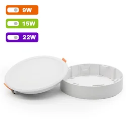 2 in1 LED panel light plastic surface ceiling frame kit round backlight 22w 15w 9w led recessed panel light