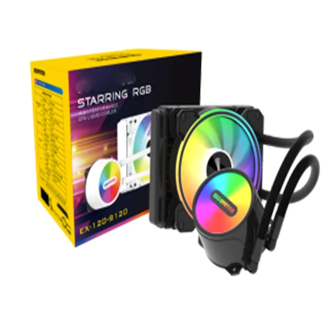 Hongyi high-performance 150W PC computer 120mm aio water CPU cooler fan 120 liquid cpu cooler Water cooling with rgb fan sync