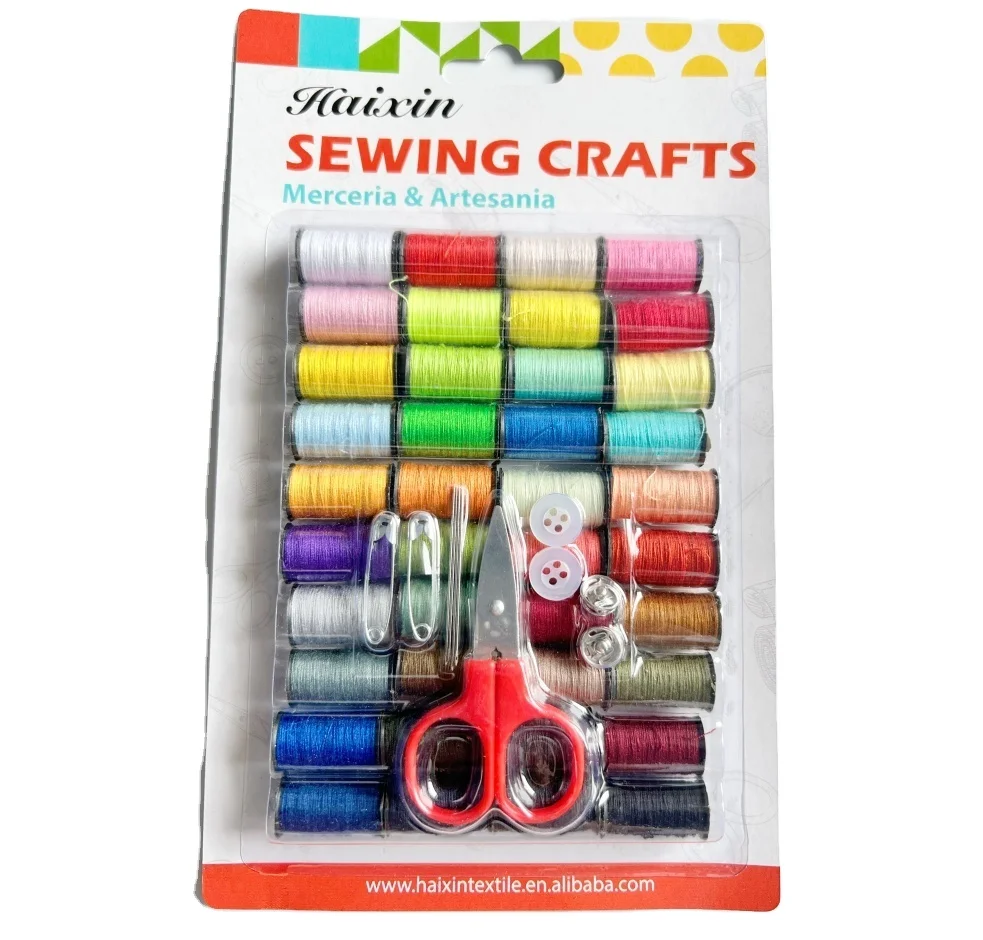 Household Sewing Kit Set With 40 colors Threads Needles button and scissor in Blister Card