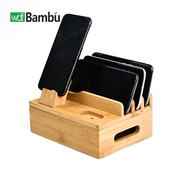 WDF ODM/OEM desktop charging station phone organizer phone organizer charger organizer bamboo charging station