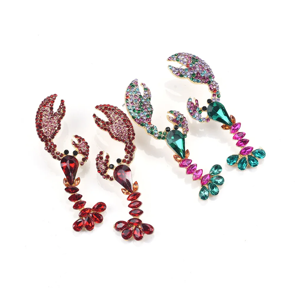 
Gold plated animal hot sell crystal stud fashion wholesale jewelry sets of diamond crab earrings 