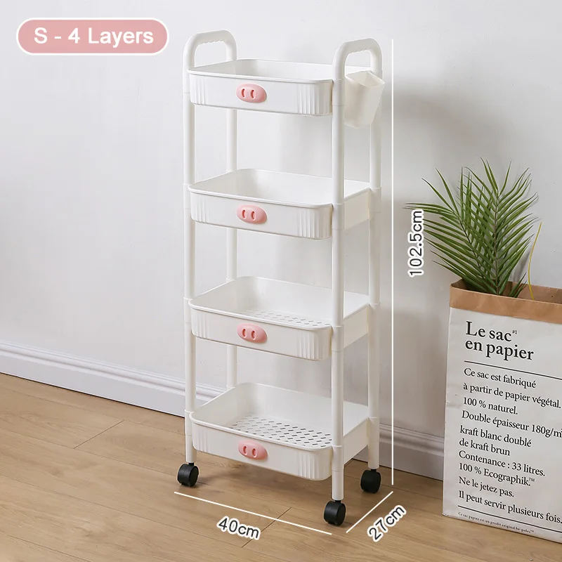 3 Tiers Kitchen Removable Plastic Storage Organizer Racks Home Book Snack Small Storage Trolley