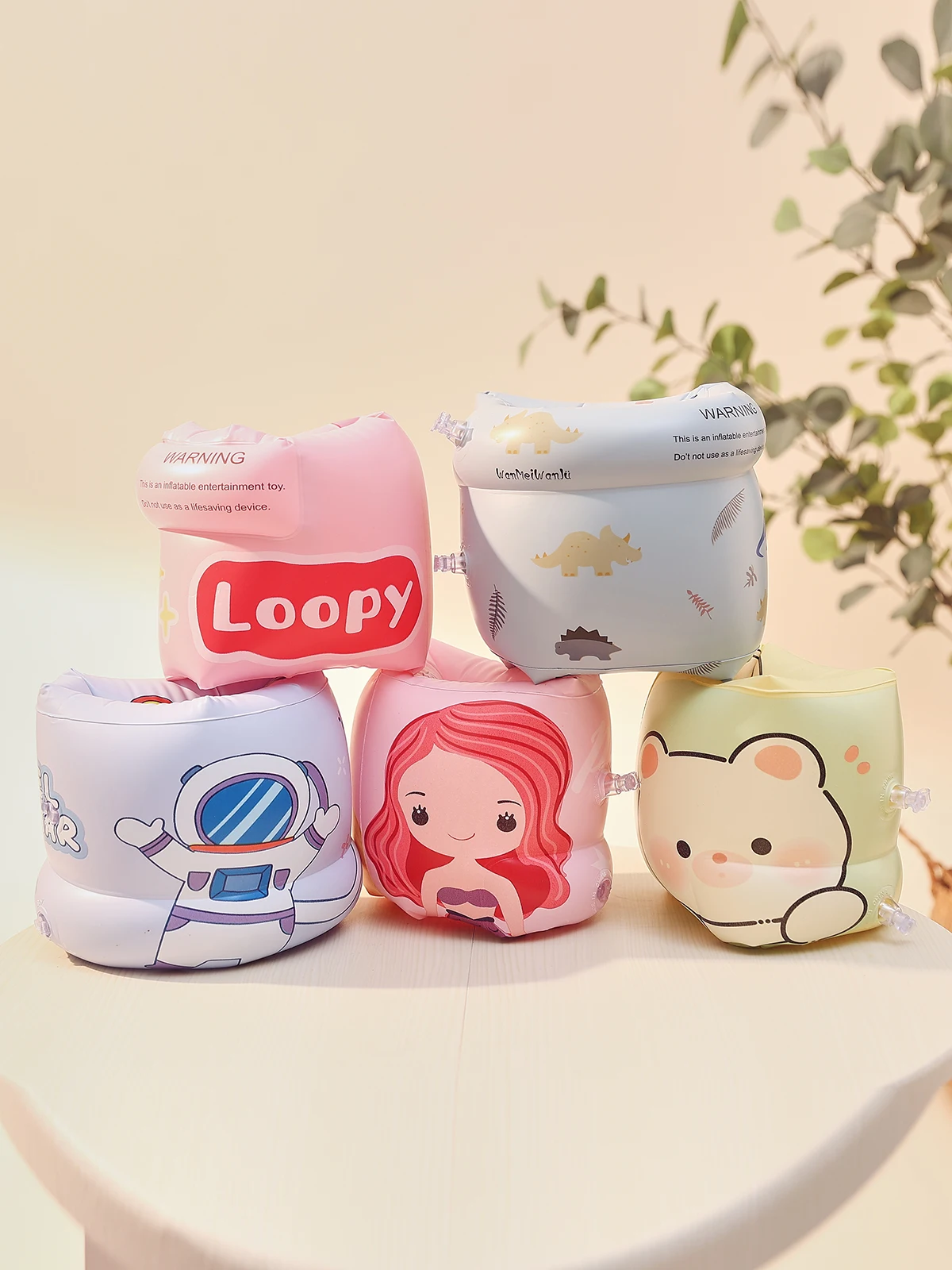 Inflatable Floating Sleeve Kids Adults Cartoon Print PVC Double Layers Air Bag Swimming Arm Band Ring