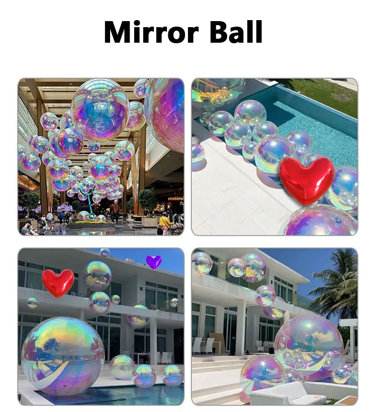 Advertising Inflatables Heart Shaped Love Balloon Decoration Christmas Mirror Hanging Balls Pool Globe Party Wedding Balloons