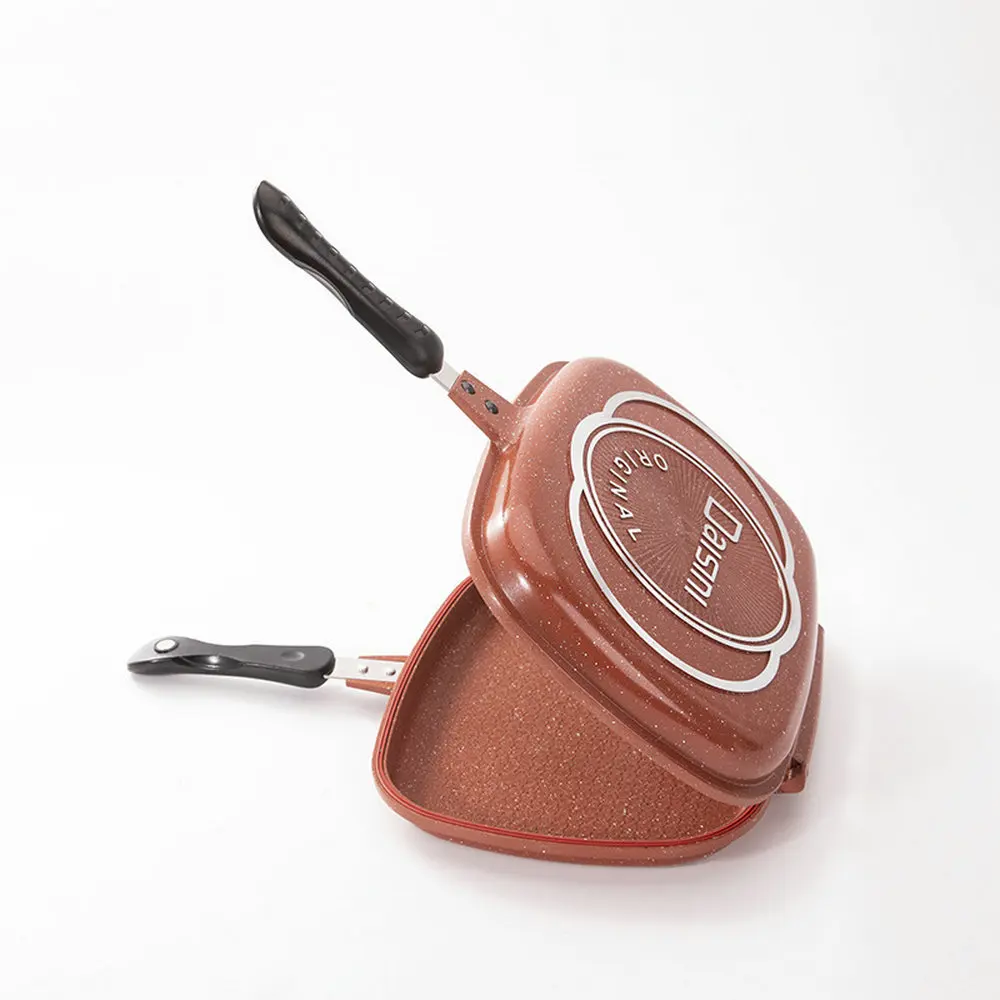 
aluminum cookware Non-stick double sided grill pan die-casting marble frying pan 