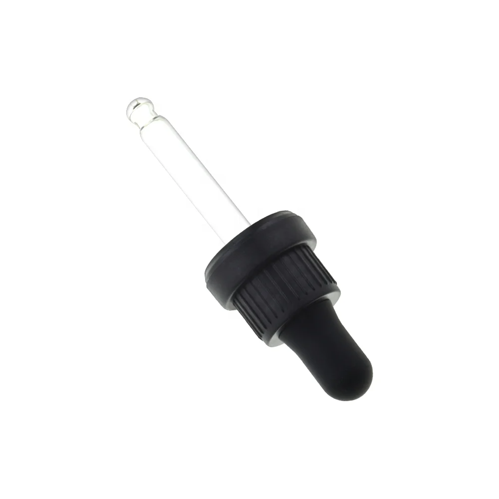 18/410 Matt Black Rubber Glass Pipette Dropper Essential Oil Bottle Dropper Cap