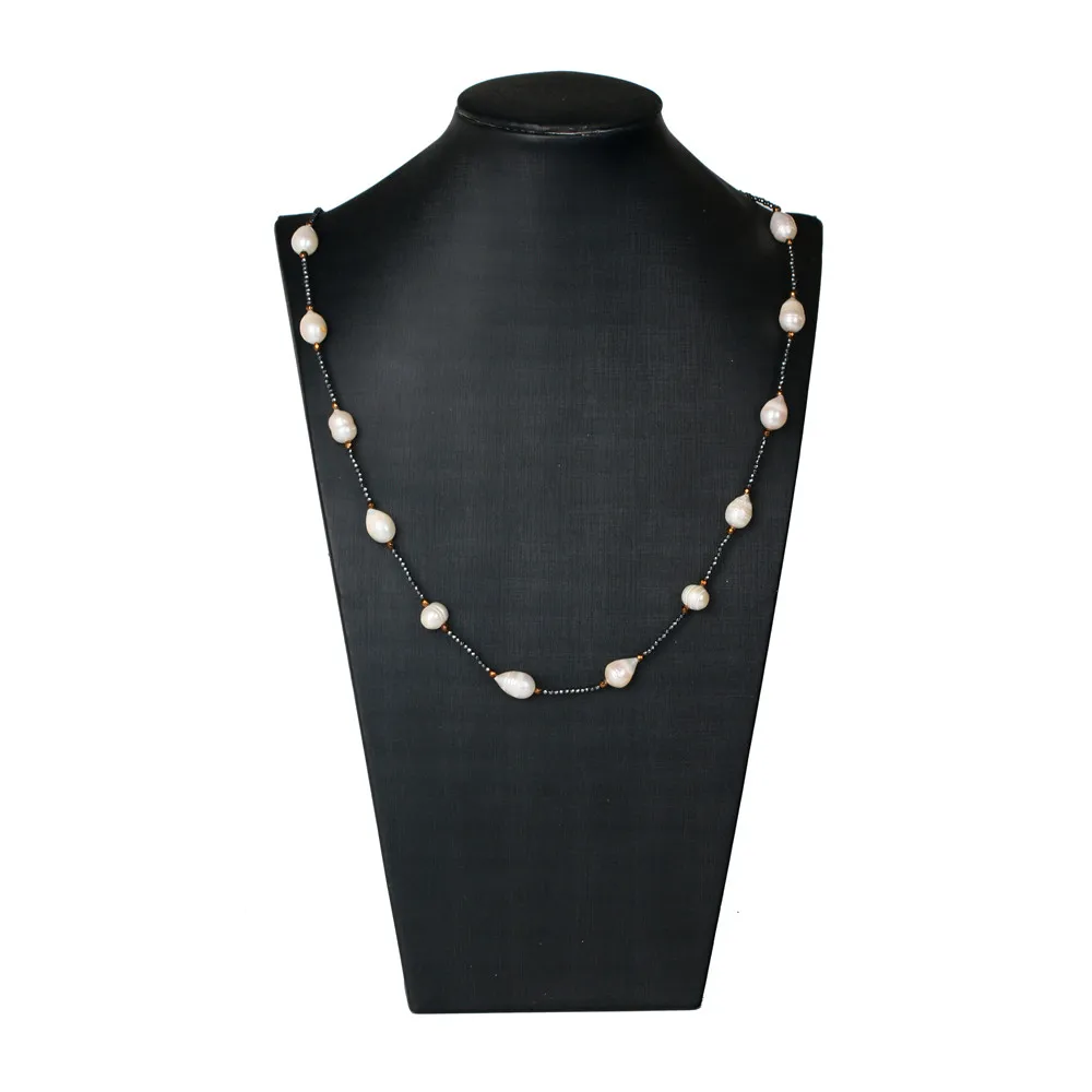 Women Accessories 2023 Wholesale Natural Hematite Bead Necklaces Freshwater Pearl Necklace