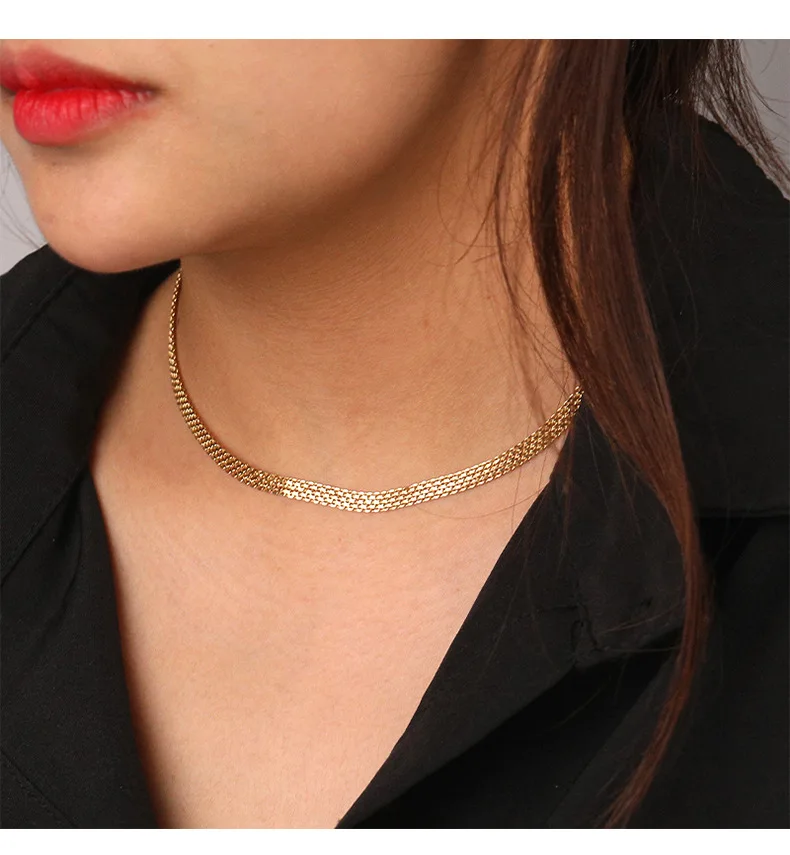 VIANRLA 925 sterling silver  Chunky Wide Chain Layering Statement Necklace