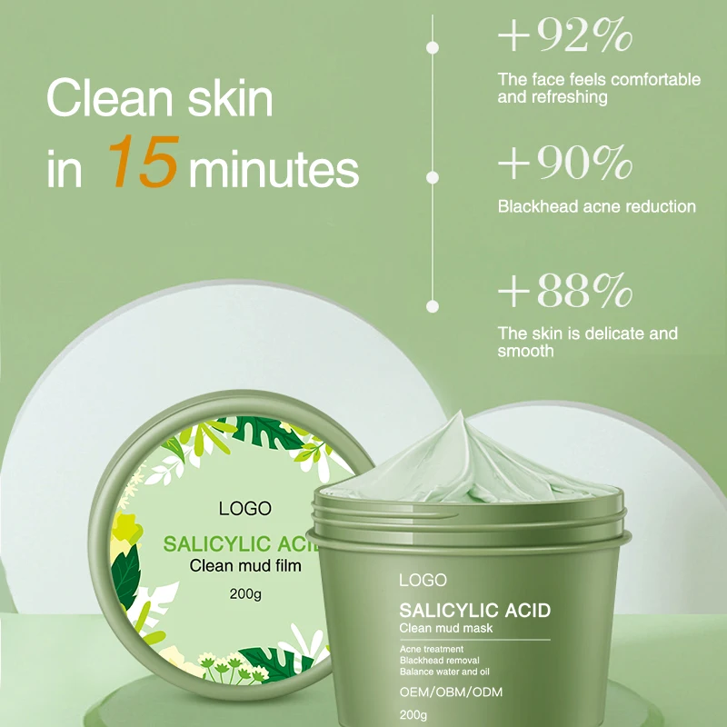 Natural Organic Green Tea Clay Mask Purifying Deep Cleansing Moisturizing Hydrating Blackhead Remover Acne Pores