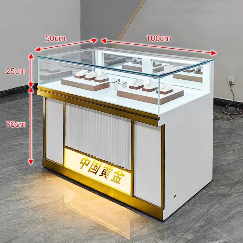 Wood paint high end jewelry standing cabinet glass display cabinet jewelry showcase for gold jewelry shop