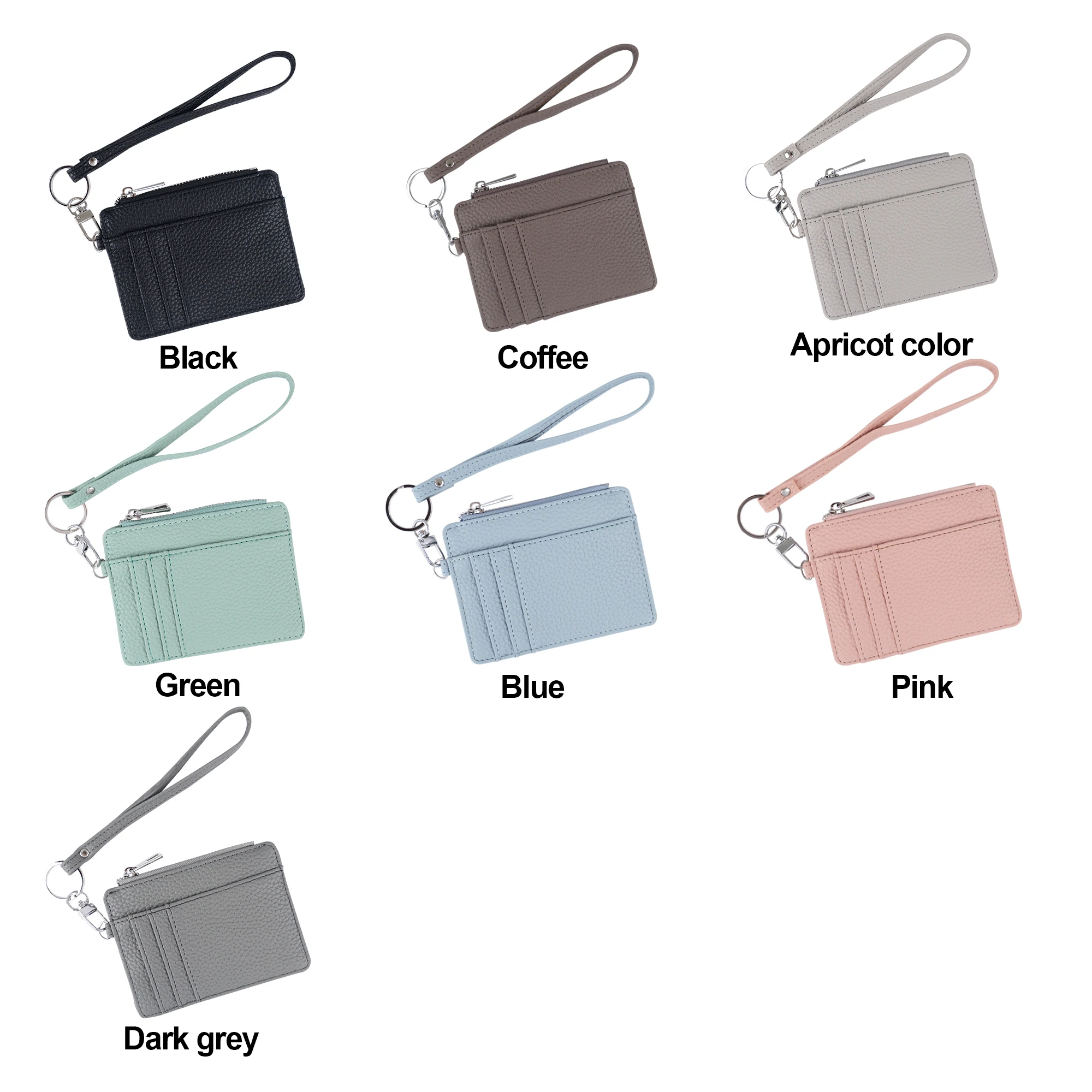 RFID Blocking Keychain Wallet Lightweight Wristlet Coin Purse Credit Card Holder Zip ID Case For Women And Men