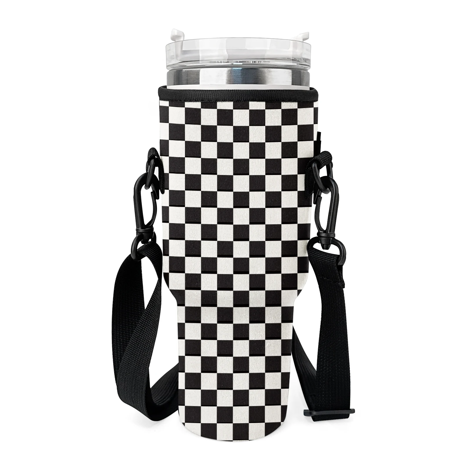Neoprene Water Bottle Carrier Bag with Adjustable Shoulder Strap 40oz Tumbler Cover Holder Sleeve for Sport Camping DOM107