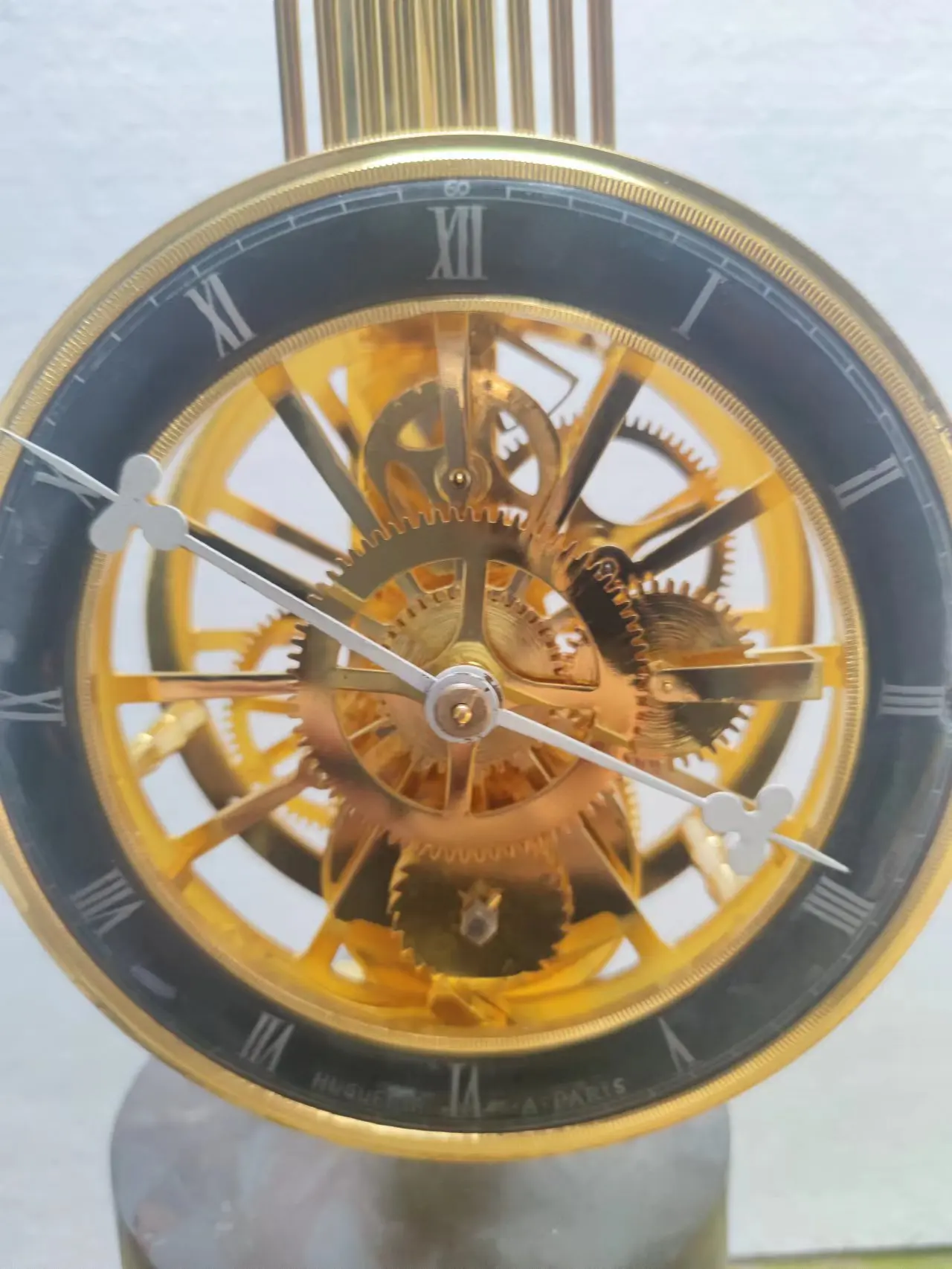 19th French Large Vintage Solid Brass Lg Mechanical Movement Pendulum Desk Watch Clock for Home Decoration