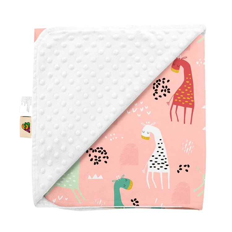 
Amazon Hot Sell Flower Print Fluffy Keep Infant Warm Comfy Minky Baby Throw Quilt 