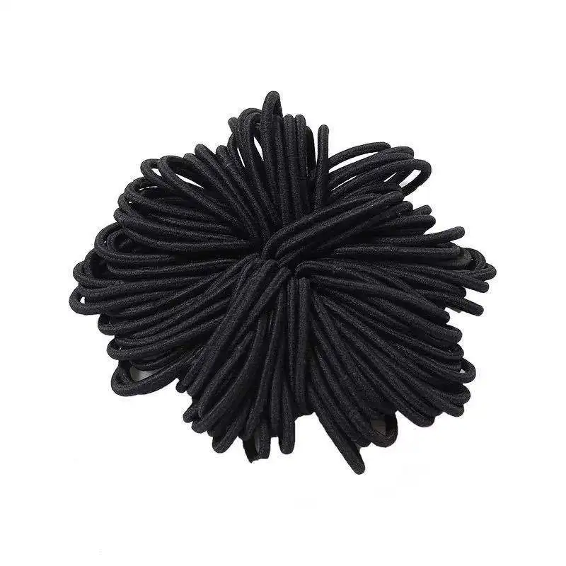 Wholesale 5CM High Elasticity Rubber Band Hairbnads Seamless Accessories Black Hair Ties