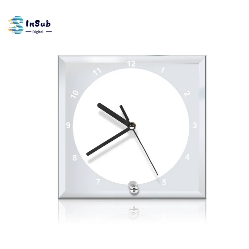 Yinsa PF002 (20*20*0,5 см) Персонализируйте свой собственный стиль сувенир печатная Сублимация настенные квадратные стеклянные часы фоторамка