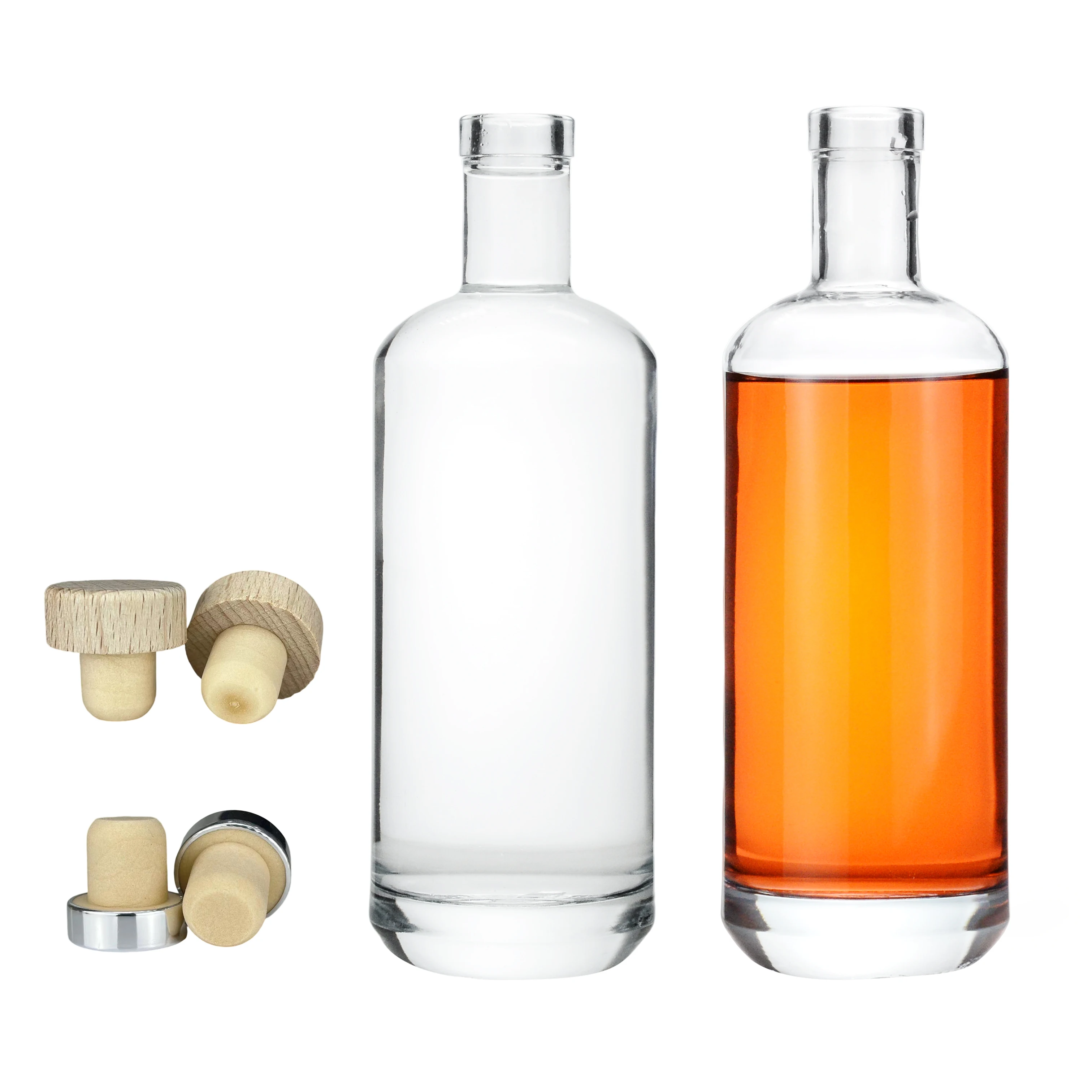 Wholesale 500ml 700ml 750ml Custom Shape Glass Bottles for Wine Whisky Beer Packaging for Rum Vodka Brandy Whiskey Brands