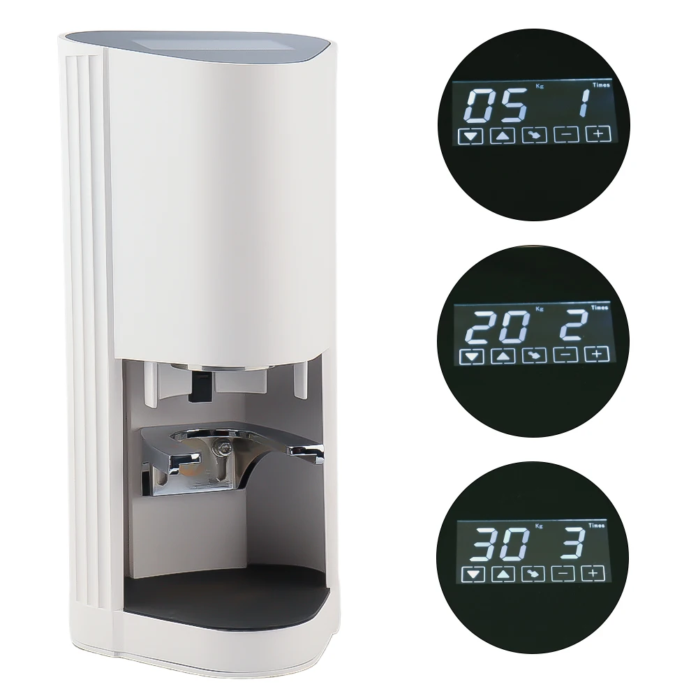 2023 New Arrival Black White Automatic Coffee Tamper Adjustable Pressure Commercial Electric Coffee Tamper Machine