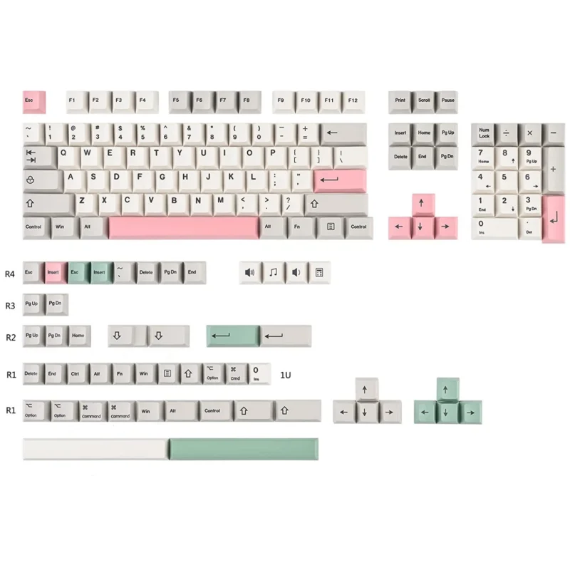 kred Cherry Profile Keycaps 60 Percent Retro Aluminum 158-key Cover Set Dye Sublimation for Cherry Mx Switch Mechanical