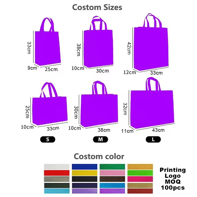 Custom Logo Eco Recyclable Shopping Spunbind Non Woven Tote Bag For Shopping Grocery Store