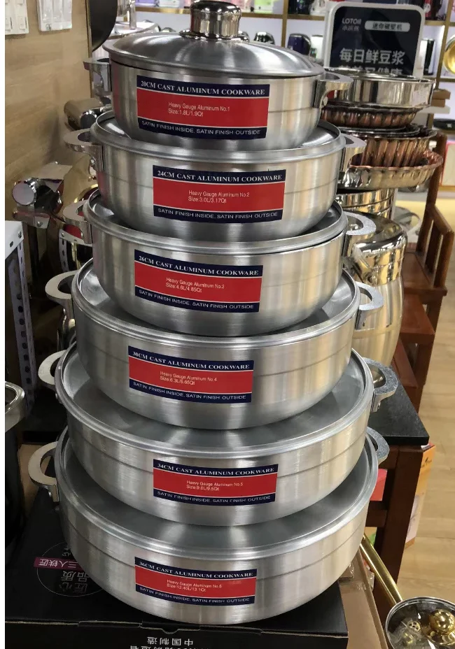 Six-Piece Aluminum Cookware Set Including Pots