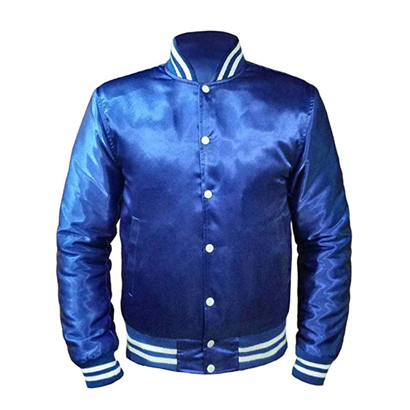  Изготовленная на заказ Куртка varsity из 100% полиэстера оптовая продажа атласных бейсбольных