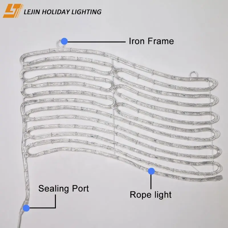 National Day decoration IP65 waterproof led rope light 110V flag 2d hanging led motif light for Festival