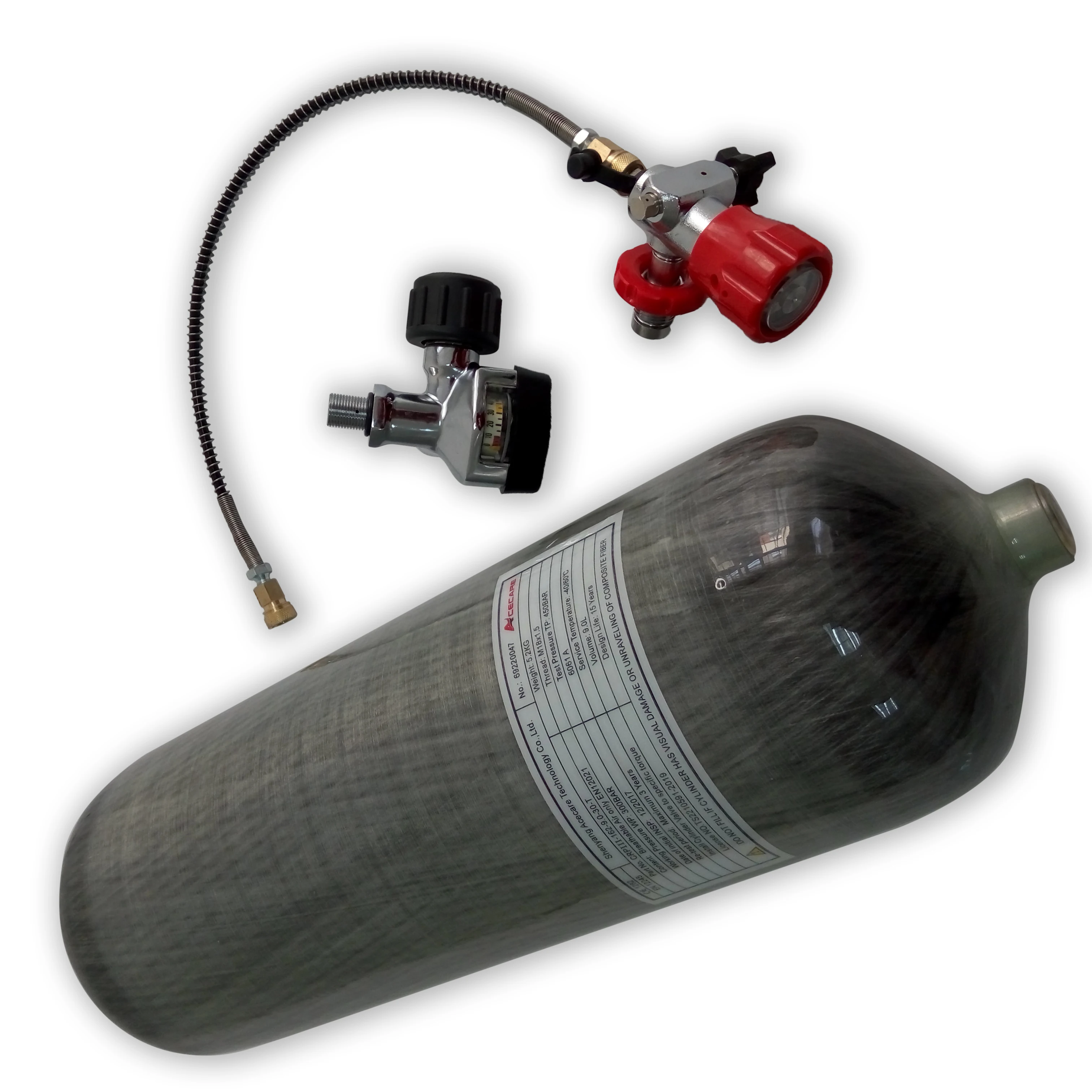 9L 300bar 4500psi CE Carbon Fiber Cylinder With Valve and Filling Station
