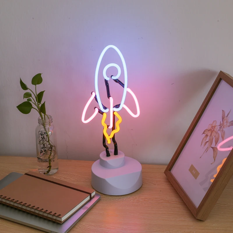 Neon Sign Illuminated Rocket Design Lighted Glass 3d for Home or Bar Decoration LED 1 Piece High Voltage IP65 -1 - 50 10000 85