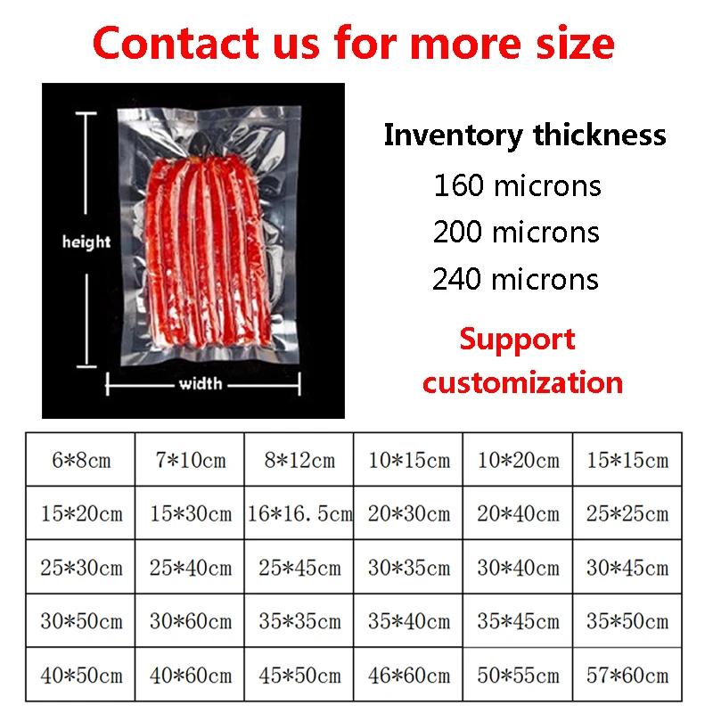 Transparent Nylon embossed Food saver vacuum sealer bags heat seal vacuum packaging bag for food