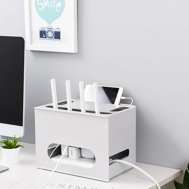 wifi wireless router storage box wall mounted set-top box jack board socket organizer artifact wire storage box
