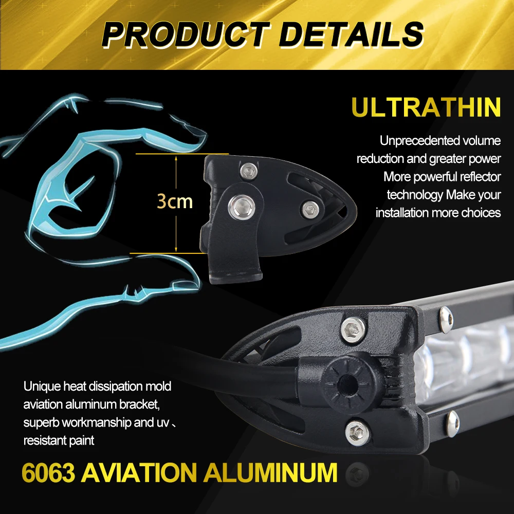 
Off Road 60W 120W 180W 240W ATV UTV Truck Car 12V 24Volt 4x4 Wholesale 6D Single Row Super Slim Led Light Bar 