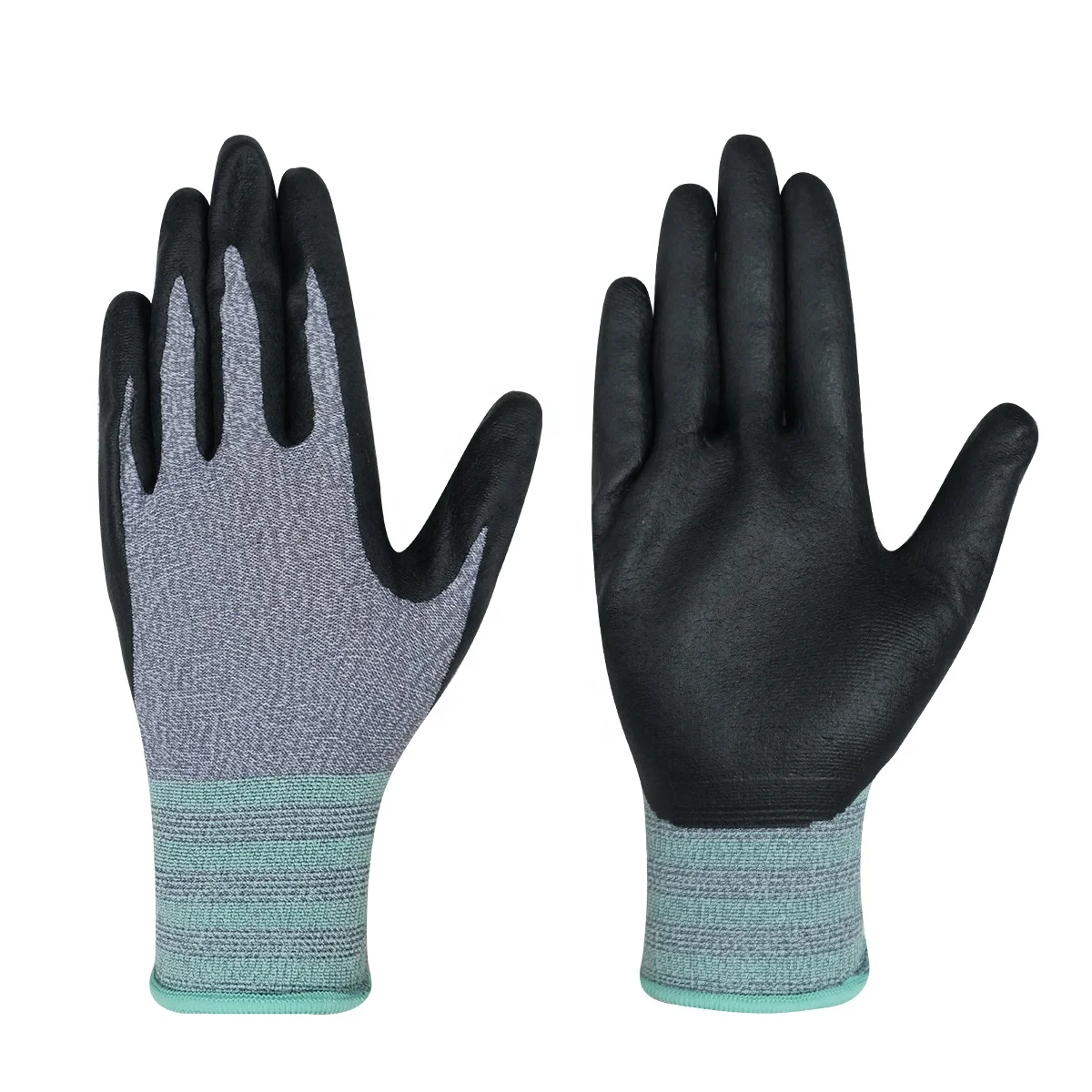 15 Gauge Cheap Anti Slip Statics Knitted Nylon Glove Coated Micro Foam Nitrile Saftey Gloves