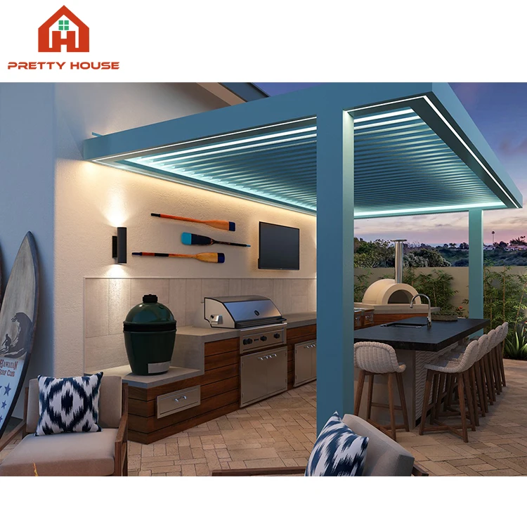 luxury outdoor remote control system aluminum patio pergola