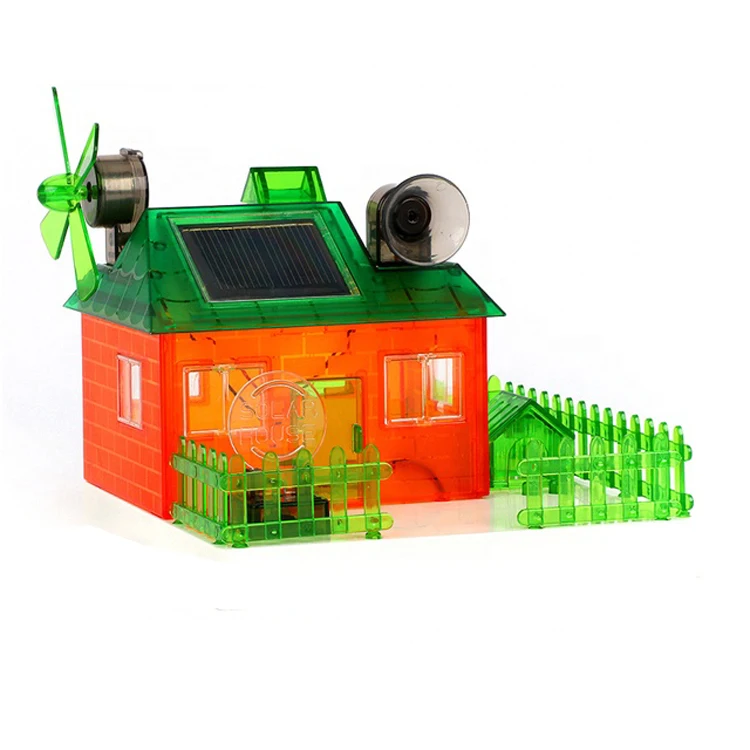 Kids Learning STEM DIY Self-assembled Solar House Toy Kits With Light