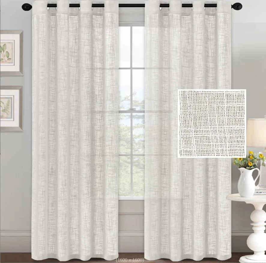 Wholesale Custom Solid Colored Quiet Sliding Polyester Spandex White Beige Color 52 x 108 Inch Livingroom Hotel Widow Curtain