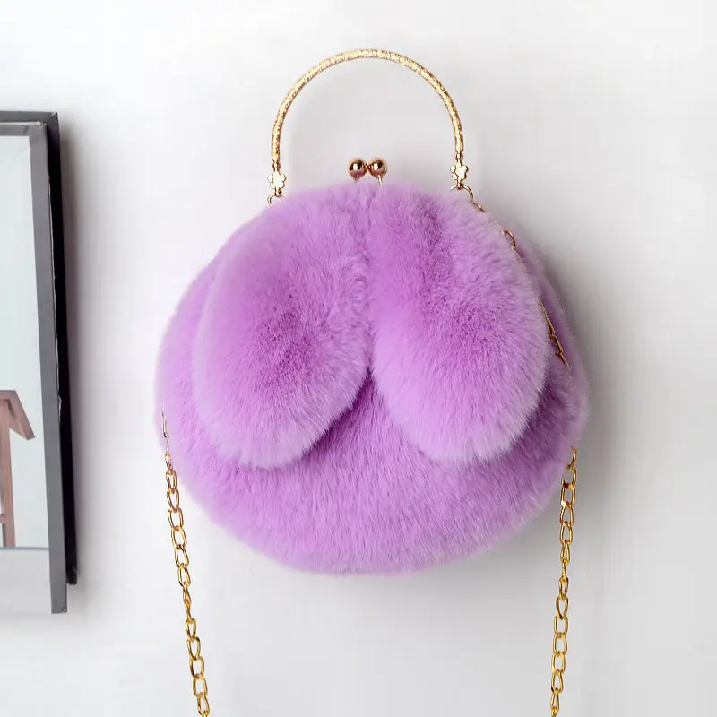 2024 wholesale cute plush,rabbit ear clutch bags women, evening clutch girls sling bag cute rabbit purse/