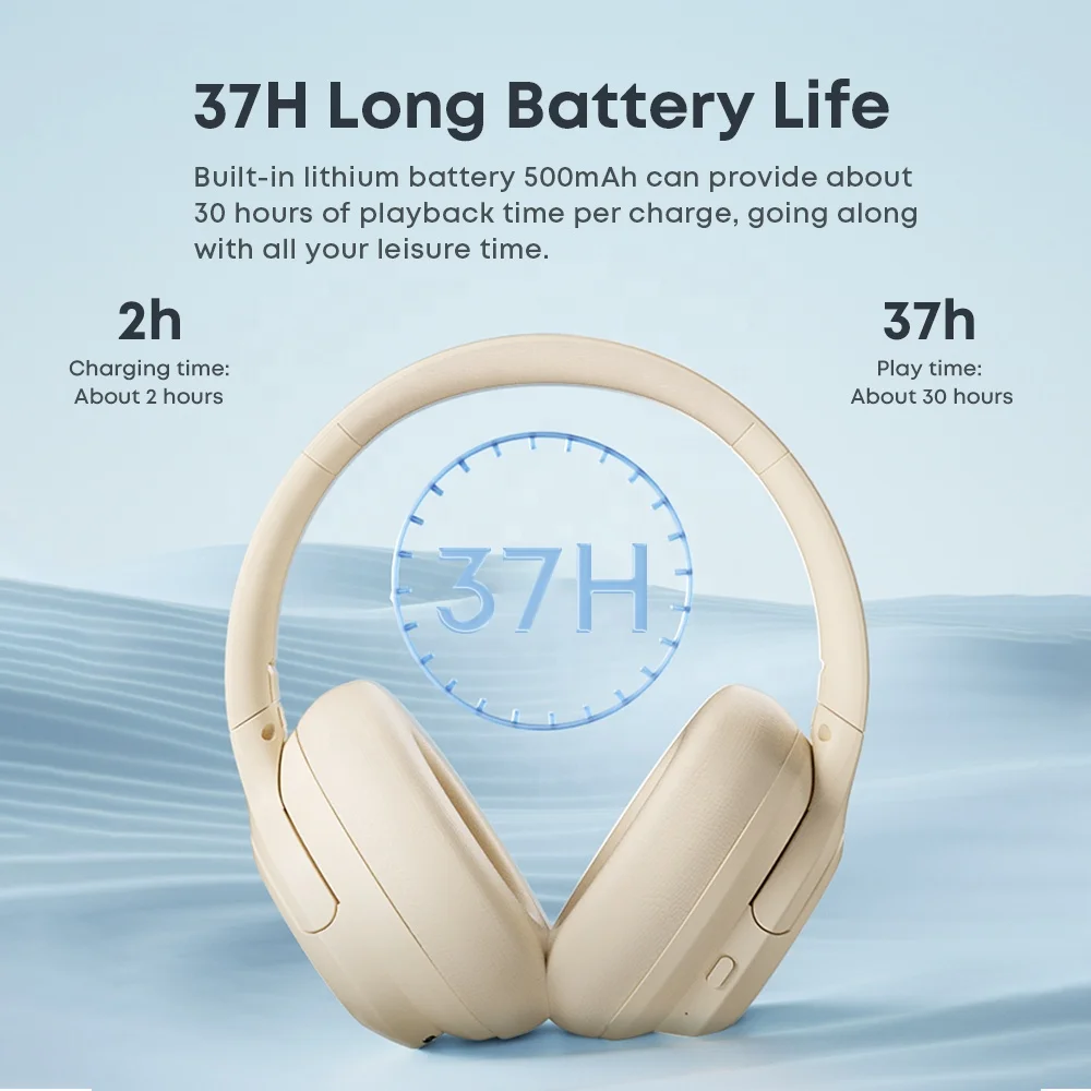 New Custom Noise Cancelling Wireless Headphone Stereo Foldable Headset Earphone Over-head Wireless Headphones for Indoor Outdoor