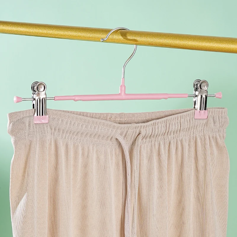 Factory wholesale PVC coated pants saving space hanger clips metal clips trouser hangers