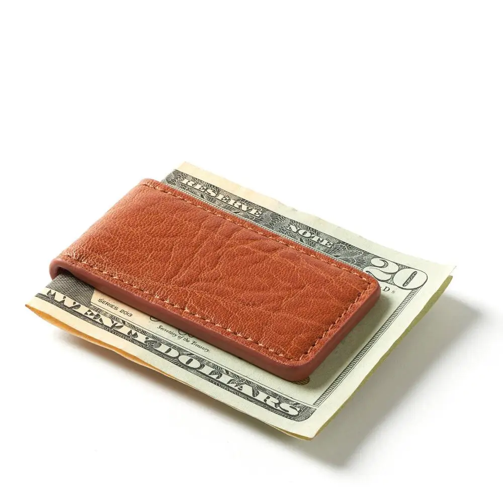 Front Pocket Mens Slim Magnetic Leather Money Clip Promotion Gift Minimal Wallet