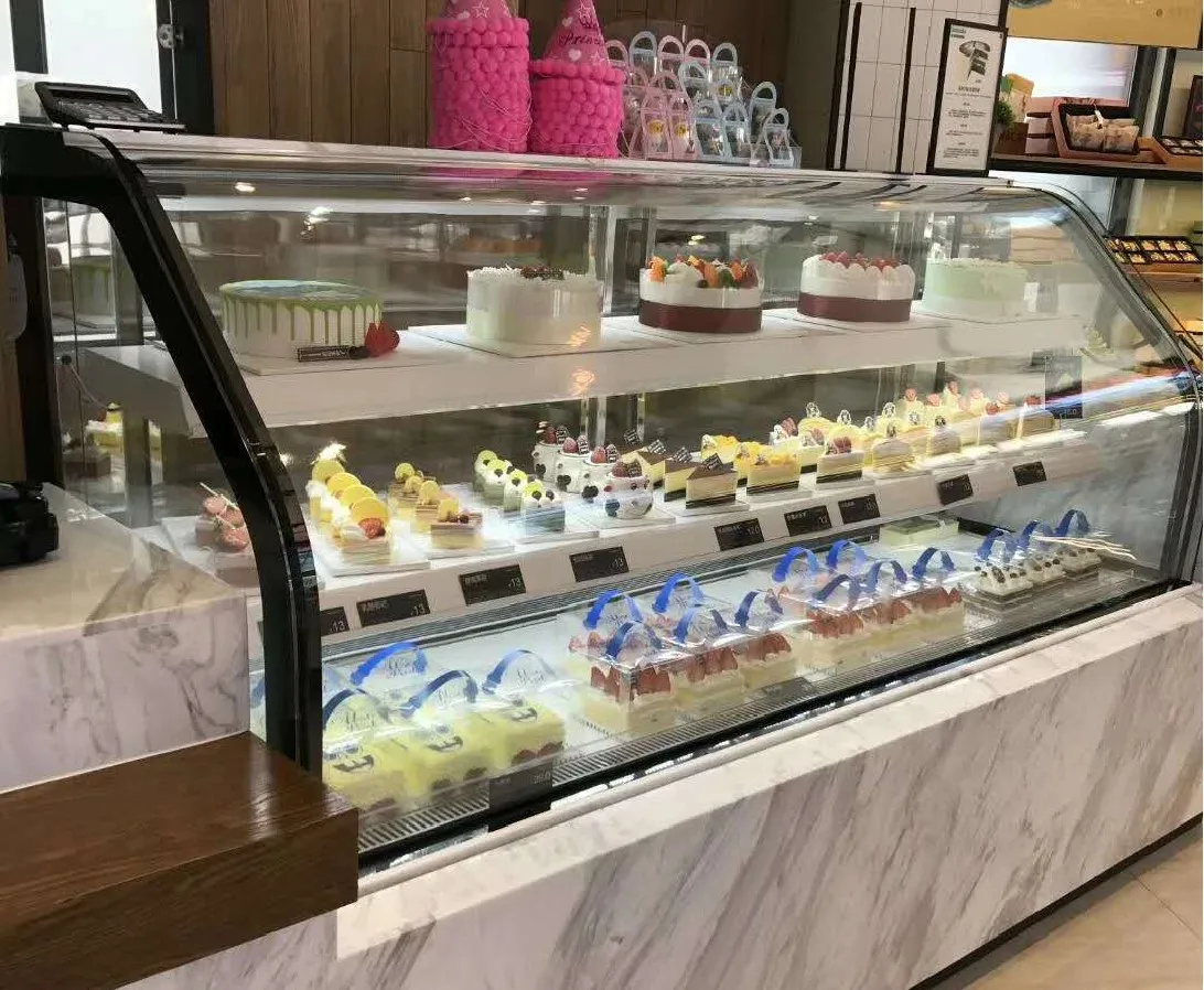 Refrigerator Chiller Freezer Cake Display Fridge for Bakery Stands Front and Rear Door Opening Brevit showcase Cabinet