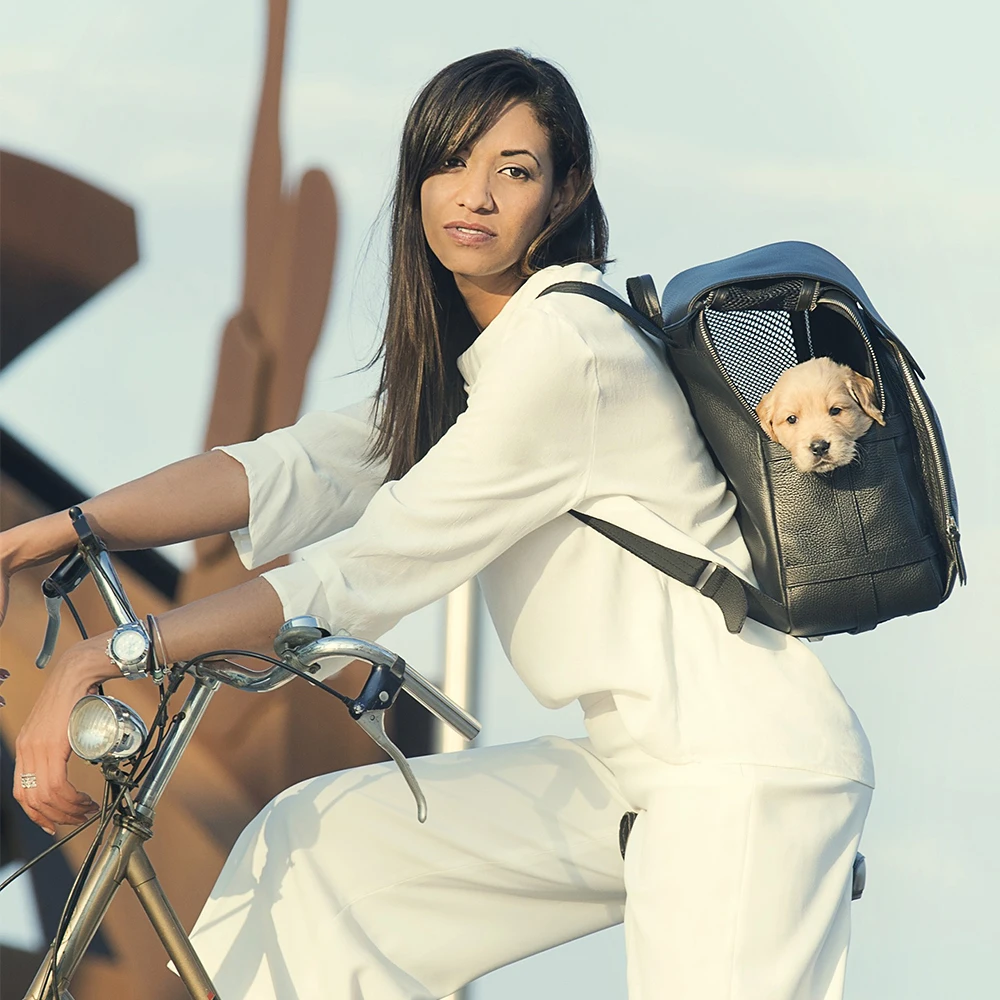 
Custom Pebble PU Leather Women Pet Dog Cat Carrier Backpack Fashion Bag pack For Ladies 