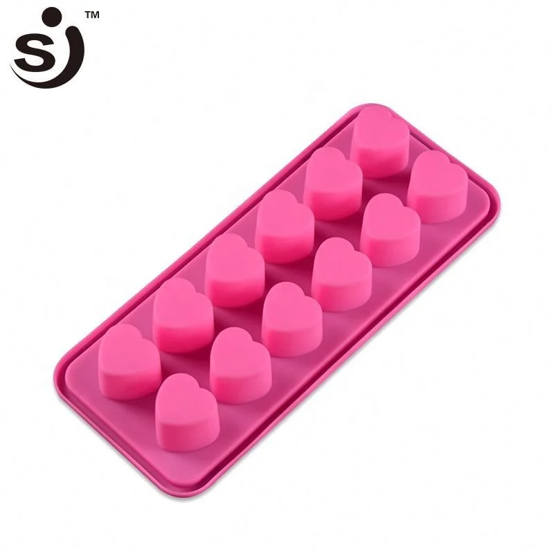 Bpa Free Eco-Friendly 12 Cavity Mini Heart Shape Food Grade Certificate Silicone Ice Cube Tray For Summer