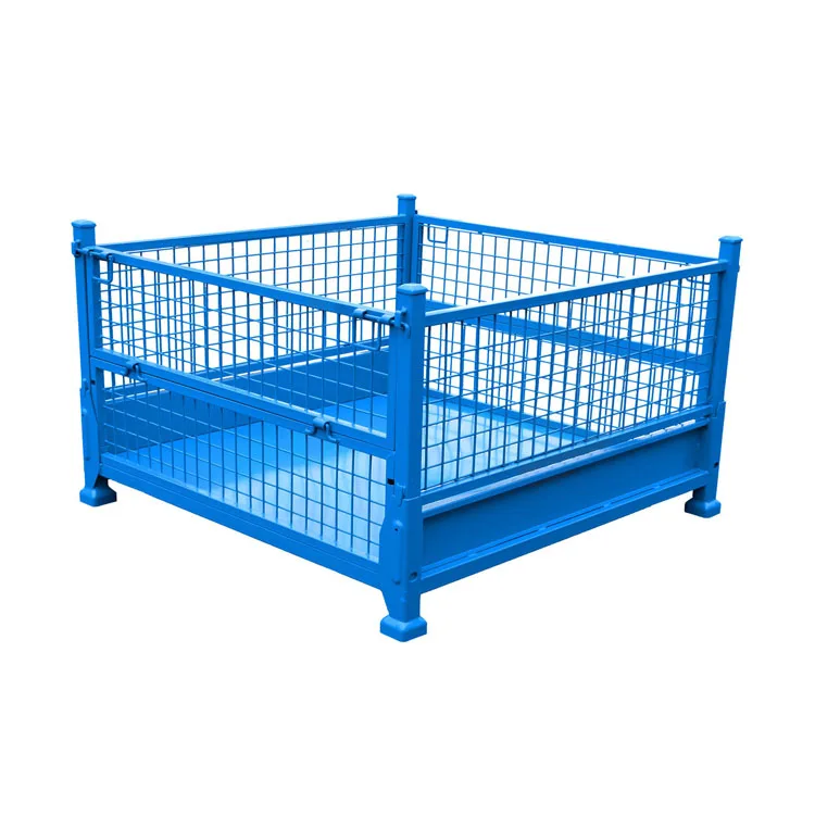 Mesh Box Wire Cage Metal Bin Storage Container Wire Mesh Crate Foldable Stackable Steel Storage Cage