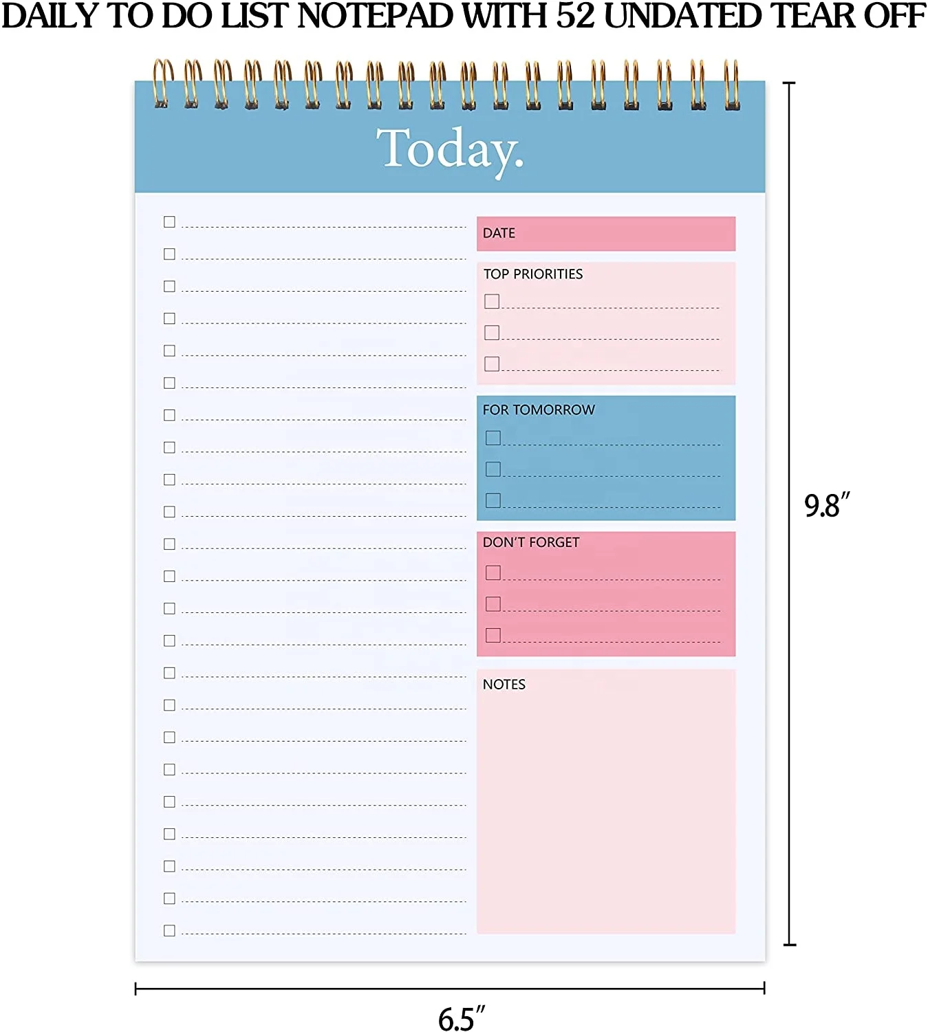 Undated 52 Sheets Tear Off Daily To Do List Planner Notepad Checklist with Hourly Schedule for Tasks