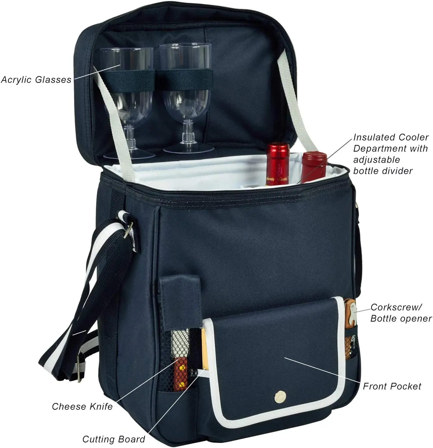 Outdoor Custom Large Capacity Waterproof Picnic Wine Bag For 2 Person With Cutlery Set Cooler Compartment  Picnic Food Bag